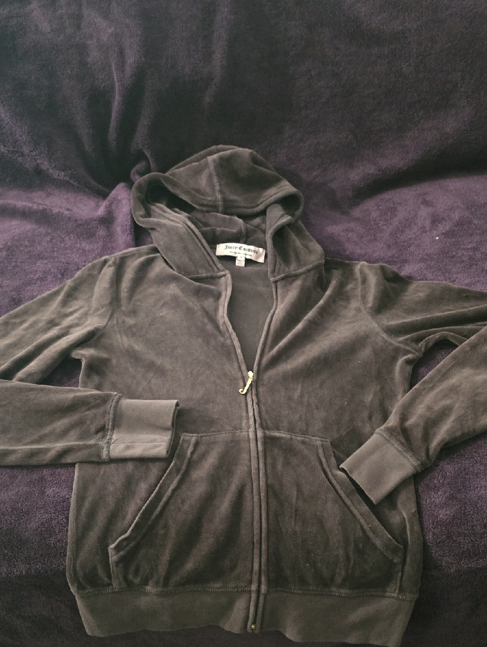 Juicy Couture Brown Velour Hooded Zip Jacket